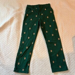Gymboree Boys Sz 12 Green Chinos with Gingerbread Pattern 🎄